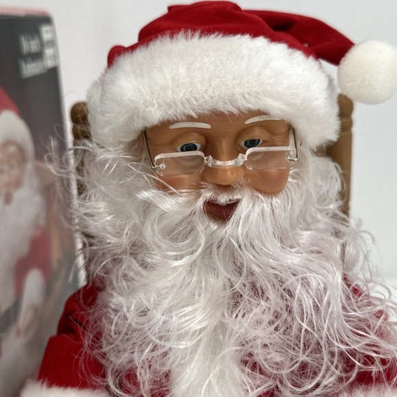 Christmas Santa Claus in Rocking Chair 16" TALL, MUSIC Sings Jingle Bells 1991 - Picture 7 of 13